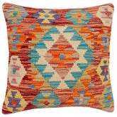 handmade Traditional Pillow Red Blue Hand-Woven SQUARE 100% WOOL Hand woven turkish pillow2' x 2'